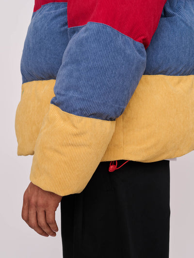 Colour Block Cord Puffer Jacket - Shipping From 27/10